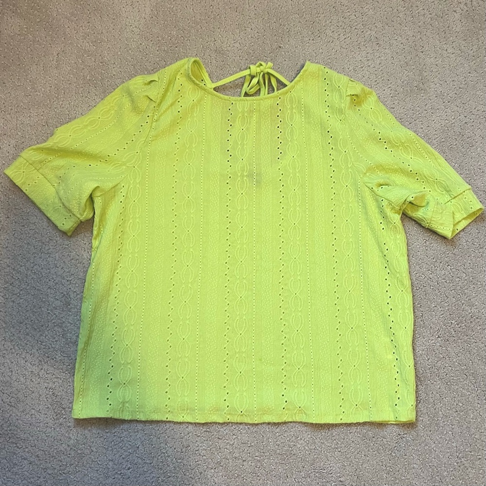 Mexx Bright Yellow Eyelet Short Sleeve Top